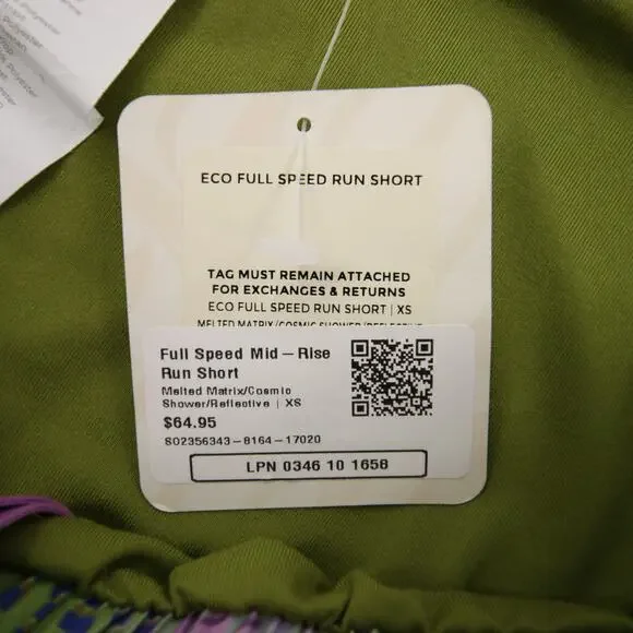 Fabletics Shorts Green Pink Multicolor Mid Rise Running Zipper Pocket XS NWT - Picture 9 of 14